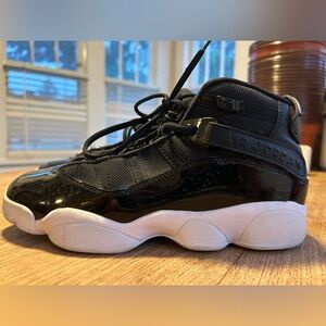 Big Kids Air Jordans 7Y Six Rings 323419-016 Black